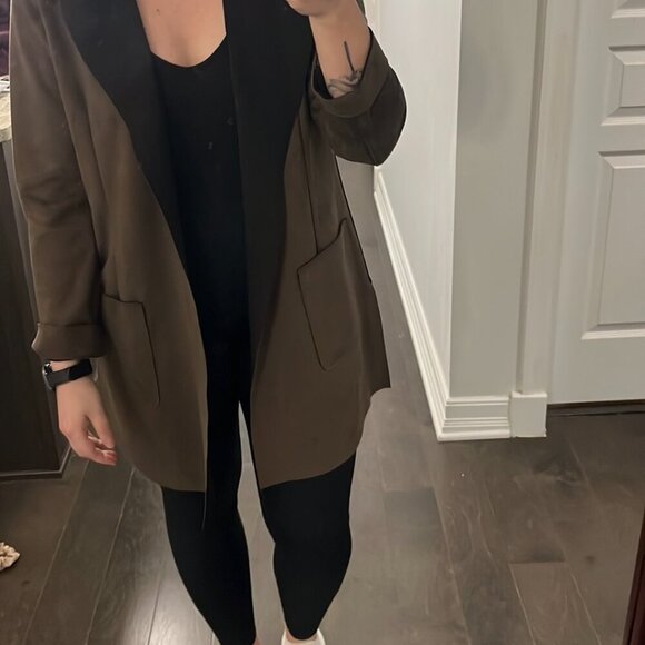 Zara Knit Faux Suede Hooded Drape Coat - Picture 3 of 4